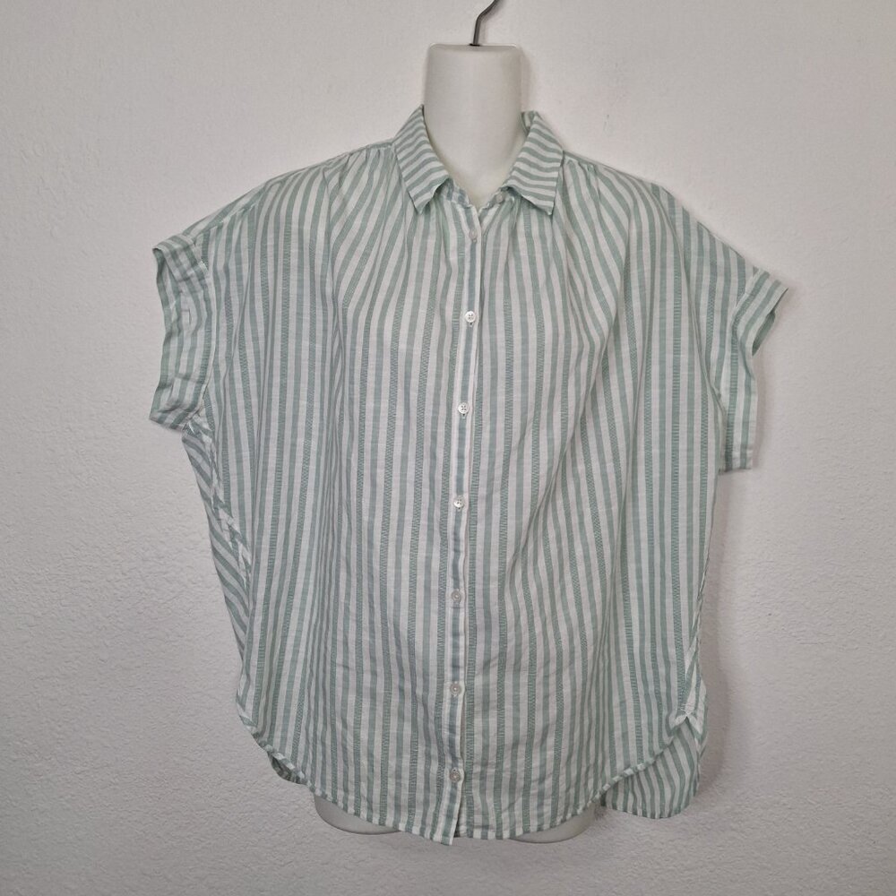 Madewell Boxy Shirt Striped Sz M Oversized Button Down 100% Cotton Preppy Work - Picture 4 of 13